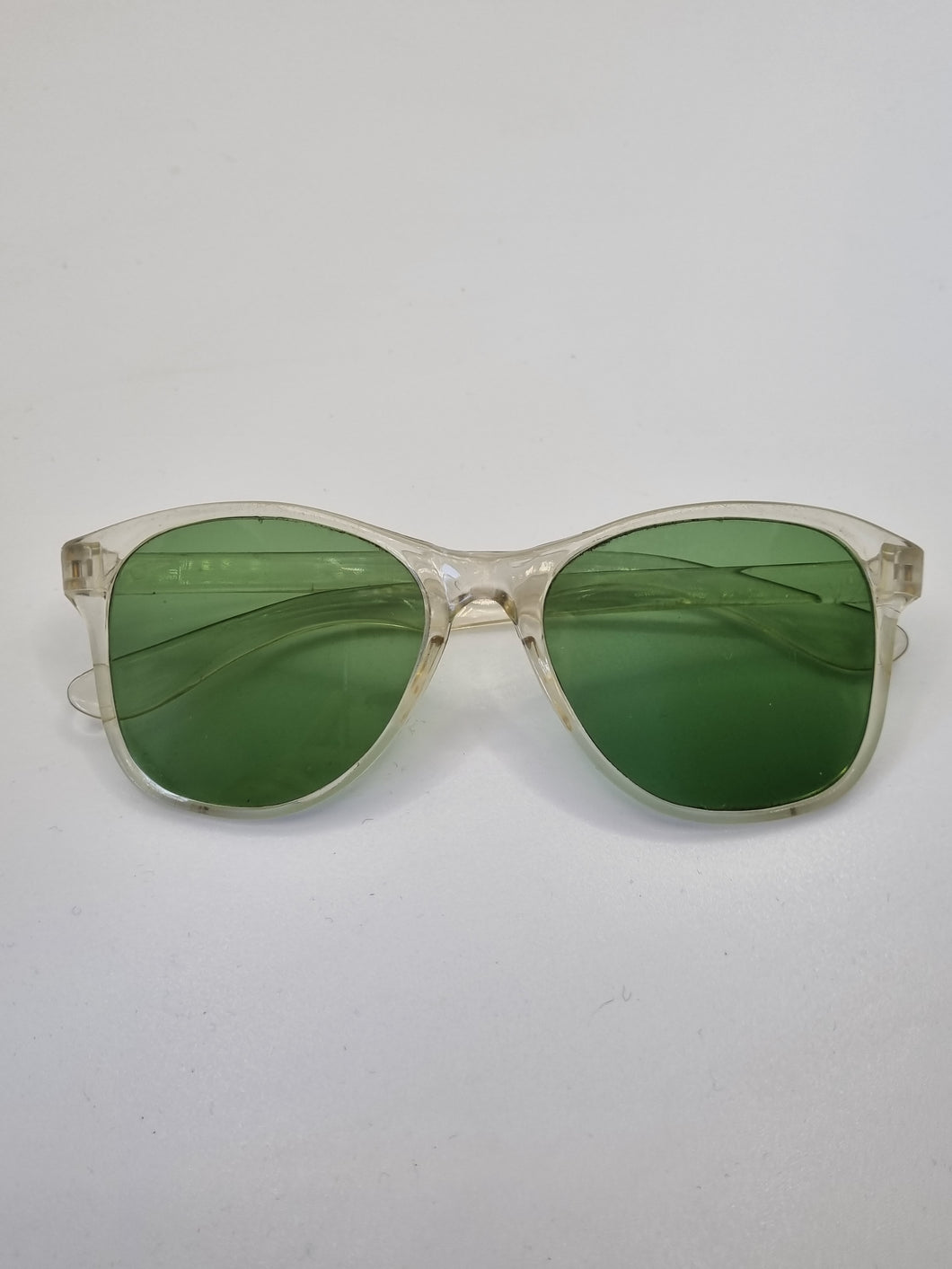 1940s Clear Sunglasses With a Green Hue and Green Lenses
