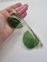 Load image into Gallery viewer, 1940s Clear Sunglasses With a Green Hue and Green Lenses
