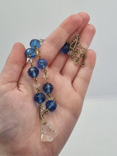 Load image into Gallery viewer, 1930s Deco Blue and Clear Faceted Glass and Wire Necklace
