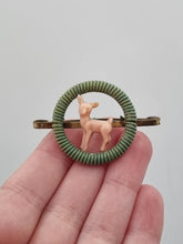 Load image into Gallery viewer, 1940s Green and Pink Deer Wirework Make Do and Mend Brooch
