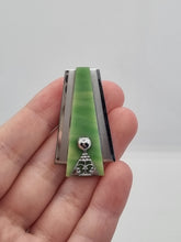 Load image into Gallery viewer, 1930s Art Deco Green Galalith and Silver Tone Dress Clip

