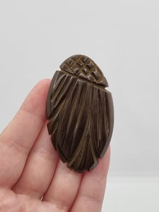 1940s Chocolate Brown Carved Bakelite Brooch