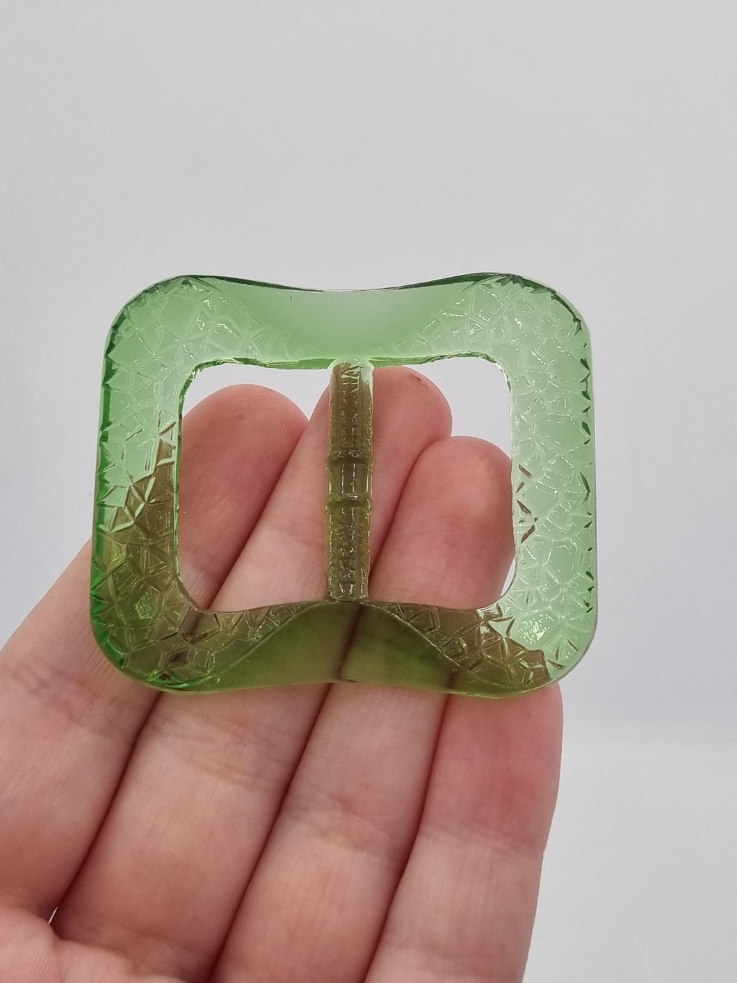 1930s Clear Green Czech Glass Buckle