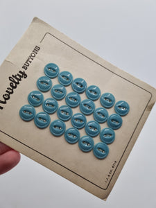 1940s Deadstock Small Pale Blue Carded Buttons