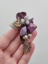 Load image into Gallery viewer, 1940s Purple and Lilac Make Do and Mend Brooch
