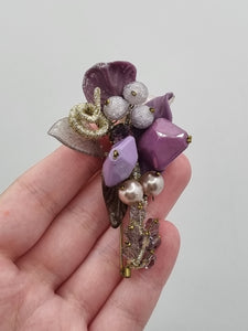 1940s Purple and Lilac Make Do and Mend Brooch