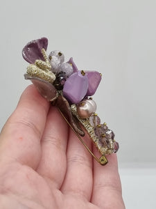 1940s Purple and Lilac Make Do and Mend Brooch