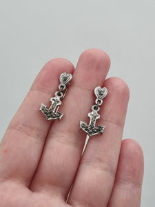 1930s Tiny Marcasite Anchor Earrings