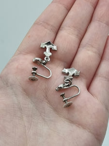 1930s Tiny Marcasite Anchor Earrings