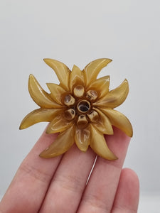 1940s Carved Horn Edelweiss Brooch