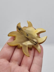 1940s Carved Horn Edelweiss Brooch