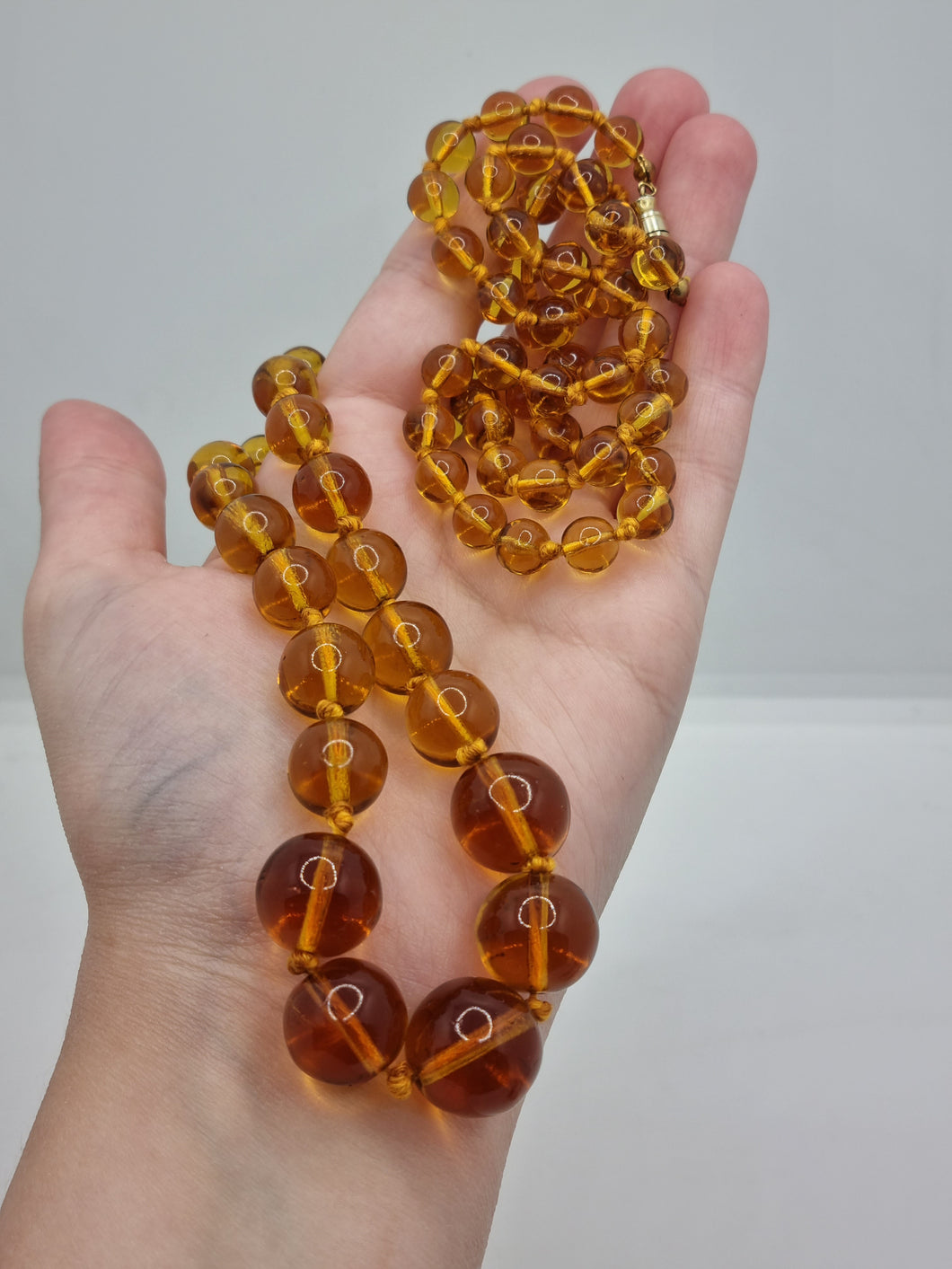 1930s Orange Knotted Long Glass Necklace