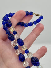 Load image into Gallery viewer, 1930s Deco Blue Textured Glass Necklace
