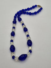 Load image into Gallery viewer, 1930s Deco Blue Textured Glass Necklace
