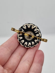 1940s Make Do and Mend Wirework Black and White Brooch