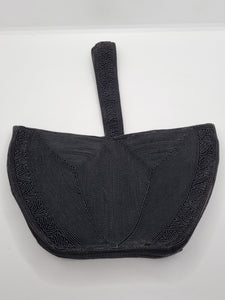 1940s Black Corde Wristlet Strap Bag