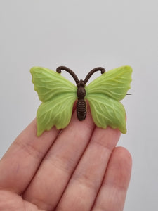1940s Apple Green Celluloid Butterfly Brooch