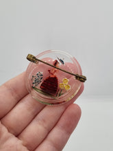 Load image into Gallery viewer, 1940s Reverse Carved Lucite Crinoline Lady Brooch
