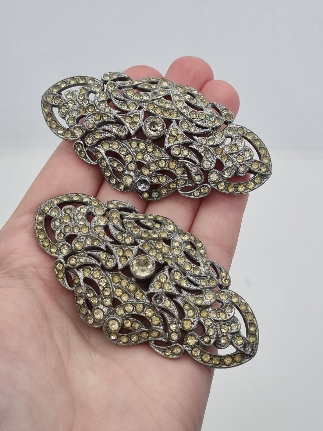 1930s Art Deco Diamante Glass Brooch Set