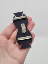 Load image into Gallery viewer, 1930s Art Deco Navy Blue Carved Buckle
