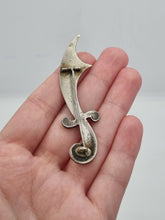 Load image into Gallery viewer, 1940s Silver Tone Sword Scimitar Brooch
