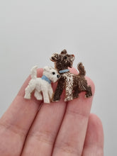Load image into Gallery viewer, 1940s Brown and White Celluloid Dog Brooch
