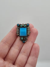 Load image into Gallery viewer, 1930s Small Art Deco Blue Glass Dress Clip

