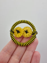 Load image into Gallery viewer, 1940s Make Do and Mend Yellow and Black Wirework Brooch
