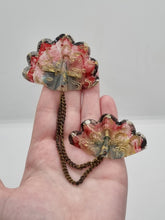 Load image into Gallery viewer, 1940s Handmade Rare Early Celluloid Fan Chatelaine Brooch
