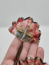 Load image into Gallery viewer, 1940s Handmade Rare Early Celluloid Fan Chatelaine Brooch
