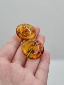 1940s Torty Marbled Bakelite Clip Earrings
