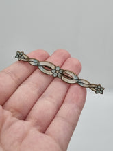 Load image into Gallery viewer, Edwardian Blue and White Marbled Enamel Bar Brooch
