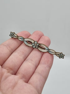 Edwardian Blue and White Marbled Enamel Bar Brooch