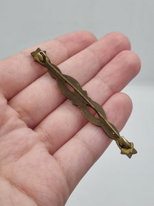 Edwardian Blue and White Marbled Enamel Bar Brooch