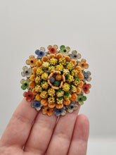 Load image into Gallery viewer, 1930s Czech Multicoloured Flower Enamel and Sugar Bead Brooch
