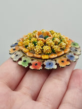 Load image into Gallery viewer, 1930s Czech Multicoloured Flower Enamel and Sugar Bead Brooch

