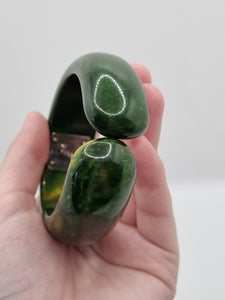 1940s Marbled Chunky Green Clamper Bangle