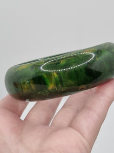 1940s Marbled Chunky Green Clamper Bangle