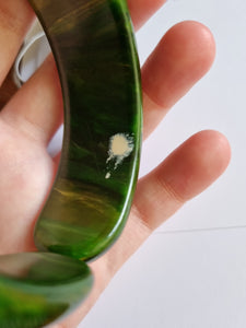 1940s Marbled Chunky Green Clamper Bangle