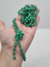 Load image into Gallery viewer, 1920s Faux Jade Green Glass Knotted Flapper Necklace
