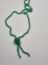 Load image into Gallery viewer, 1920s Faux Jade Green Glass Knotted Flapper Necklace
