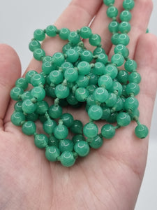 1920s Faux Jade Green Glass Knotted Flapper Necklace