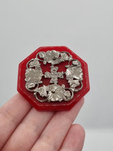 Load image into Gallery viewer, 1940s Red Bakelite and Metal Brooch
