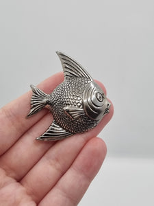 1940s Silver Tone Fish Brooch