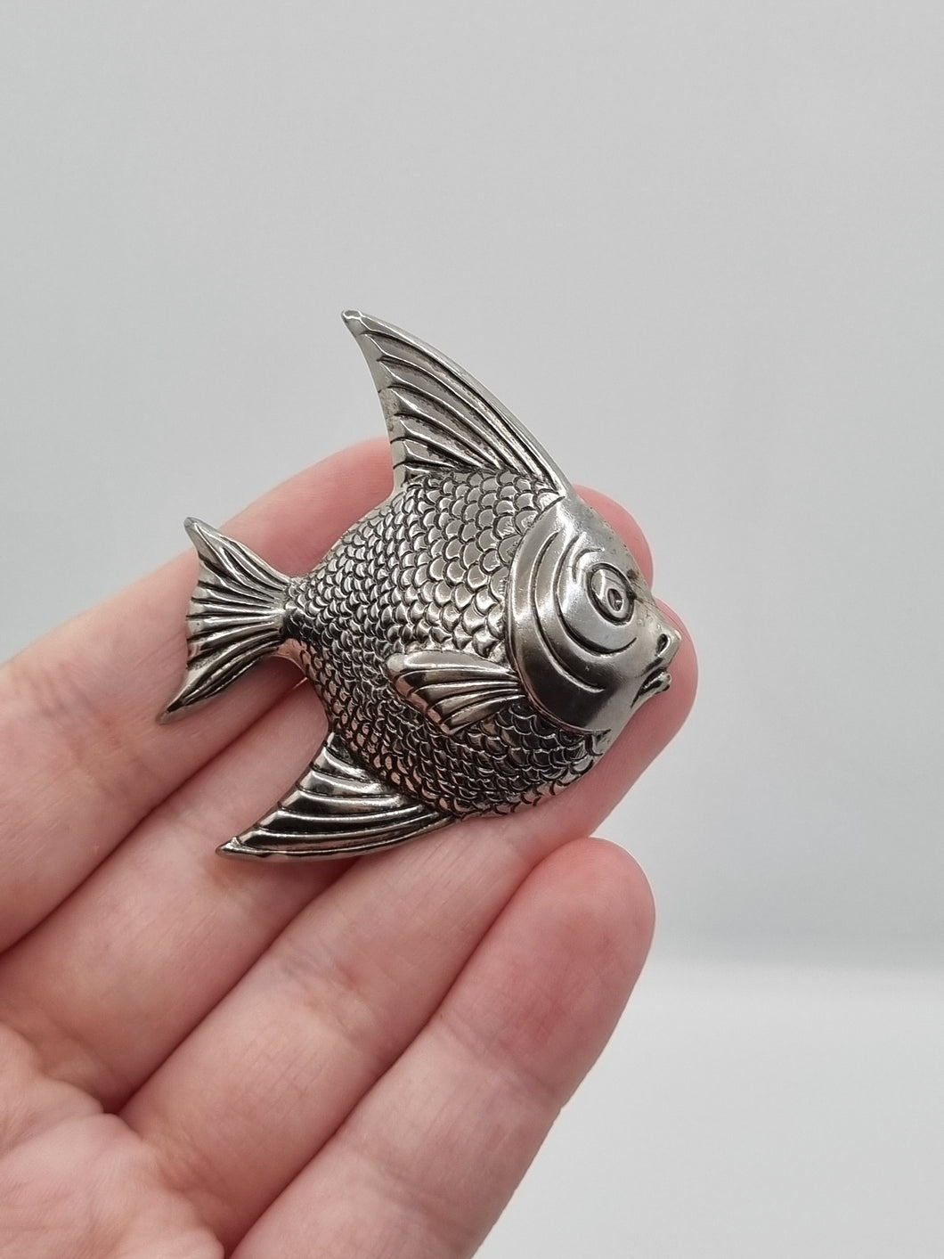 1940s Silver Tone Fish Brooch