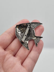 1940s Silver Tone Fish Brooch