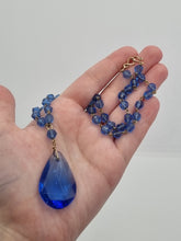 Load image into Gallery viewer, 1930s Blue Glass and Rolled Wire Drop Necklace
