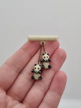 Load image into Gallery viewer, 1940s Rare Celluloid Dangly Panda Brooch
