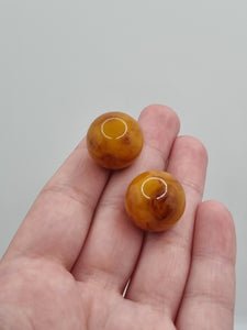 1940s/1950s French Honey/Caramel/Orange Marbled Bakelite Earrings