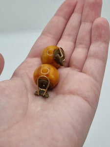 1940s/1950s French Honey/Caramel/Orange Marbled Bakelite Earrings